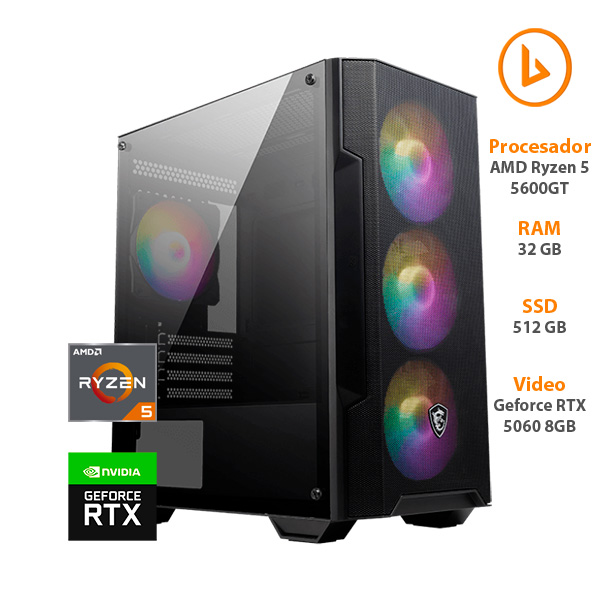 PC Gamer AMD IV (Ryzen 5 5600GT / 32GB / SSD 512GB / RTX 5060 8GB)