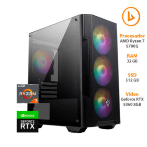PC Gamer AMD VI (Ryzen 7 5700G / 32GB / SSD 512GB / RTX 5060 8GB)