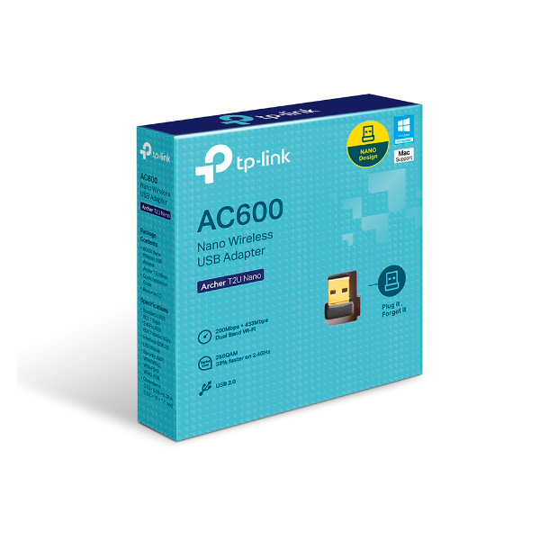 Adaptador Inalámbrico USB Doble Banda AC600 TP-Link Archer T2U Nano